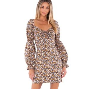 Bardot Clarissa vintage floral mini long sleeve dress